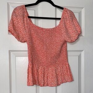 Women's Coral Puff Sleeve Top